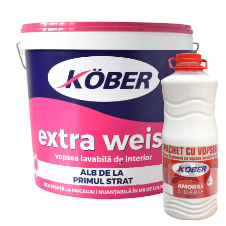 Vopsea Lavabila Kober Extra Weiss Interior15L + Cadou