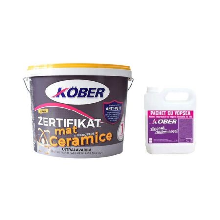 Vopsea Lavabila Kober Zertificat Ceramic Matt 15L + Amorsa