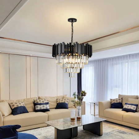 Candelabru Cristal Blois 10XE27 Negru Auriu AT1CT-IM1P-HT2L-CC110/600BK